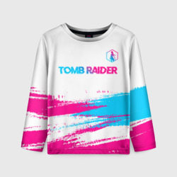 Детский лонгслив 3D Tomb Raider neon gradient style посередине