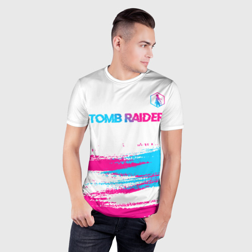 Мужская футболка 3D Slim Tomb Raider neon gradient style посередине, цвет 3D печать - фото 3