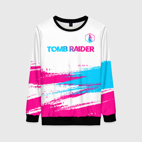 Женский свитшот 3D Tomb Raider neon gradient style посередине, цвет 3D печать