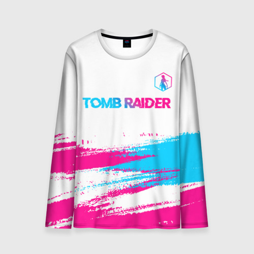 Мужской лонгслив 3D Tomb Raider neon gradient style посередине, цвет 3D печать