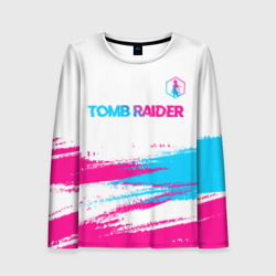 Женский лонгслив 3D Tomb Raider neon gradient style посередине