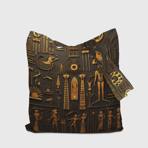 Шоппер 3D с принтом Арт в стиле египетских письмен, вид сзади #2