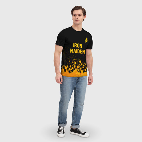 Мужская футболка 3D Iron Maiden - gold gradient: символ сверху, цвет 3D печать - фото 5