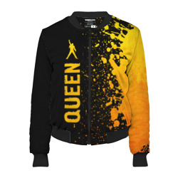 Женский бомбер 3D Queen - gold gradient по-вертикали