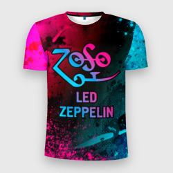 Мужская футболка 3D Slim Led Zeppelin - neon gradient