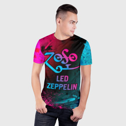 Мужская футболка 3D Slim Led Zeppelin - neon gradient - фото 2