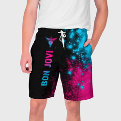 Мужские шорты 3D Bon Jovi - neon gradient: по-вертикали