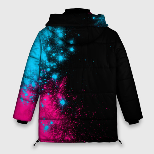 Женская зимняя куртка Oversize Bon Jovi - neon gradient: по-вертикали, цвет черный - фото 2