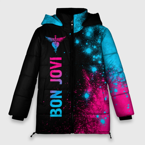 Женская зимняя куртка Oversize Bon Jovi - neon gradient: по-вертикали, цвет черный