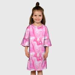 Детское платье 3D Розовые разводы краски - фото 2