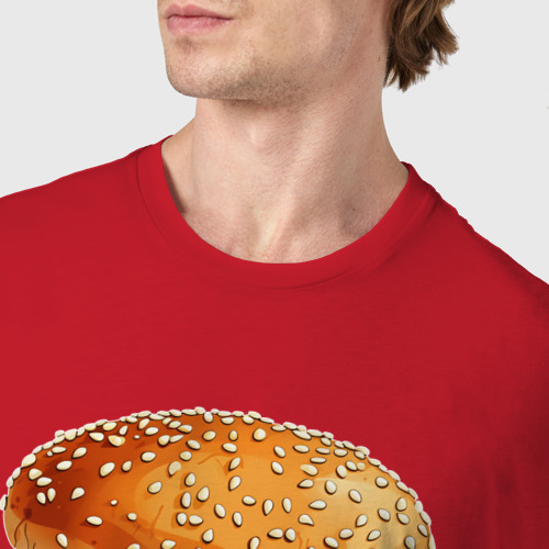Мужская футболка хлопок с принтом Огромный гамбургер, фото #4