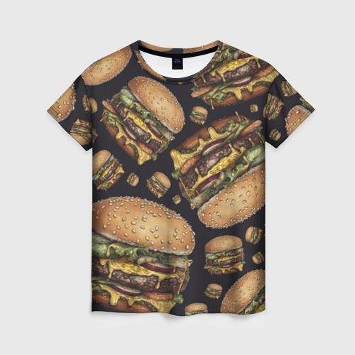 Женская футболка 3D с принтом Аппетитные чизбургеры, вид спереди #2