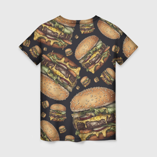 Женская футболка 3D с принтом Аппетитные чизбургеры, вид сзади #1