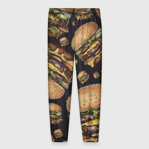 Мужские брюки 3D с принтом Аппетитные чизбургеры, вид сзади #1