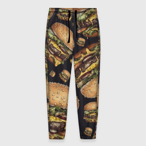 Мужские брюки 3D с принтом Аппетитные чизбургеры, вид спереди #2