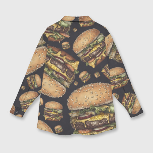 Женская рубашка oversize 3D с принтом Аппетитные чизбургеры, вид сзади #1