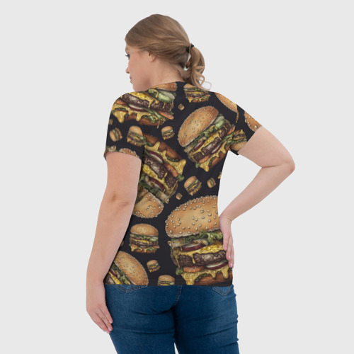 Женская футболка 3D с принтом Аппетитные чизбургеры, вид сзади #2