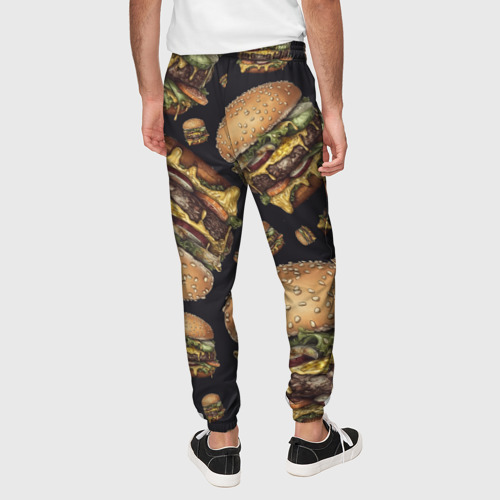 Мужские брюки 3D с принтом Аппетитные чизбургеры, вид сзади #2