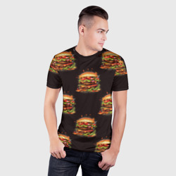 Мужская футболка 3D Slim Паттерн с бургерами - фото 2