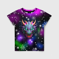 Детская футболка 3D Неоновый дракон