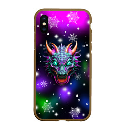Чехол для iPhone XS Max матовый Неоновый дракон
