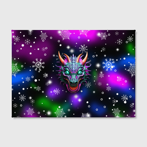 Холст прямоугольный Неоновый дракон, цвет 3D печать - фото 2