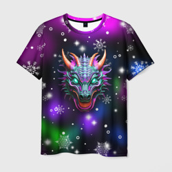 Мужская футболка 3D Неоновый дракон