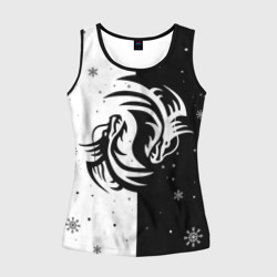 Женская майка 3D Инь Янь - Драконы