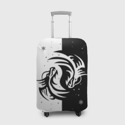 Чехол для чемодана 3D Инь Янь - Драконы
