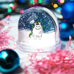 Игрушка Снежный шар Я дракон - кот мем новогодний - фото 2