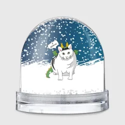 Игрушка Снежный шар Я дракон - кот мем новогодний