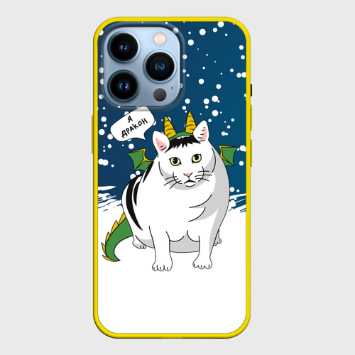 Чехол для iPhone 14 Pro с принтом Я дракон - кот, вид спереди #2