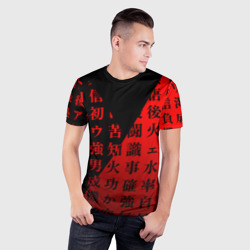 Мужская футболка 3D Slim Сто красных иероглифов - фото 2