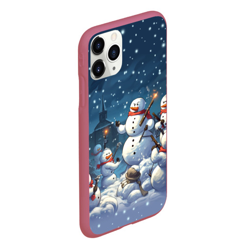 Чехол для iPhone 11 Pro Max матовый с принтом Снежный бой, вид сбоку #3
