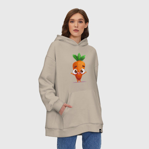 Худи SuperOversize хлопок Морковка кавайная, цвет миндальный - фото 4