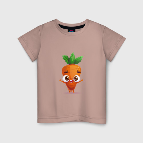 Детская футболка хлопок с принтом Морковка кавайная, вид спереди #2