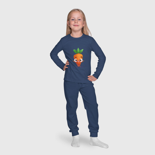 Детская пижама с лонгсливом хлопок с принтом Морковка кавайная, фото #4