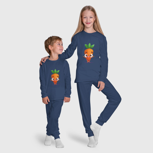 Детская пижама с лонгсливом хлопок с принтом Морковка кавайная, фото #5