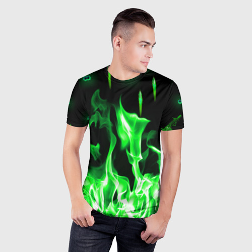 Мужская футболка 3D Slim Neon shot, цвет 3D печать - фото 3