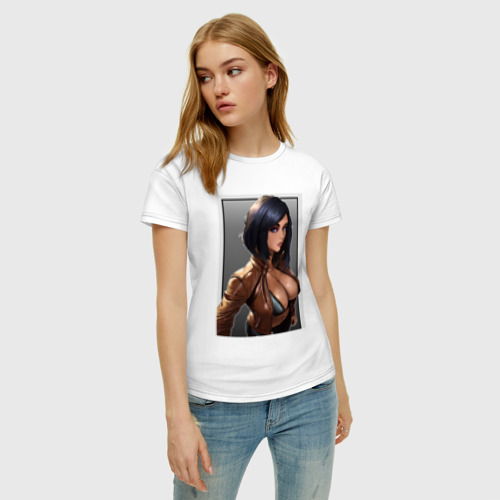 Женская футболка хлопок с принтом Крутая девушка, фото на моделе #1