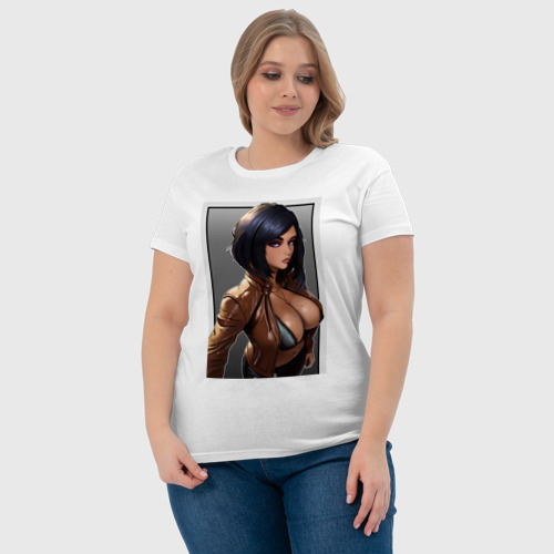 Женская футболка хлопок с принтом Крутая девушка, фото #4