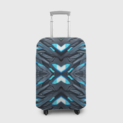 Чехол для чемодана 3D Кибер неоновая броня синяя