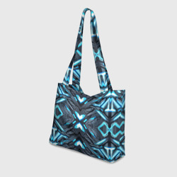 Пляжная сумка 3D Кибер неоновая броня синяя - фото 2