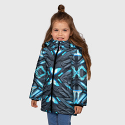 Зимняя куртка для девочек 3D Кибер неоновая броня синяя - фото 2
