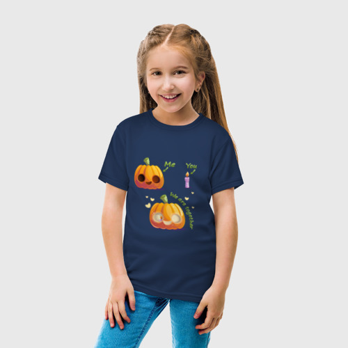 Детская футболка хлопок Тыква и свечка, цвет темно-синий - фото 5