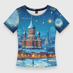 Женская футболка 3D Slim Новогодняя Москва