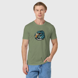 Мужская футболка хлопок Пивозавр с кружкой пенного - фото 2