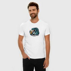 Мужская футболка хлопок Slim Пивозавр с кружкой пенного - фото 2