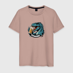 Пивозавр с кружкой пенного – Мужская футболка хлопок с принтом купить со скидкой в -20%