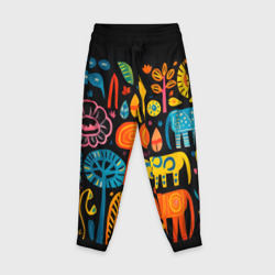 Детские брюки 3D Африканский узор со слонами - нейросеть